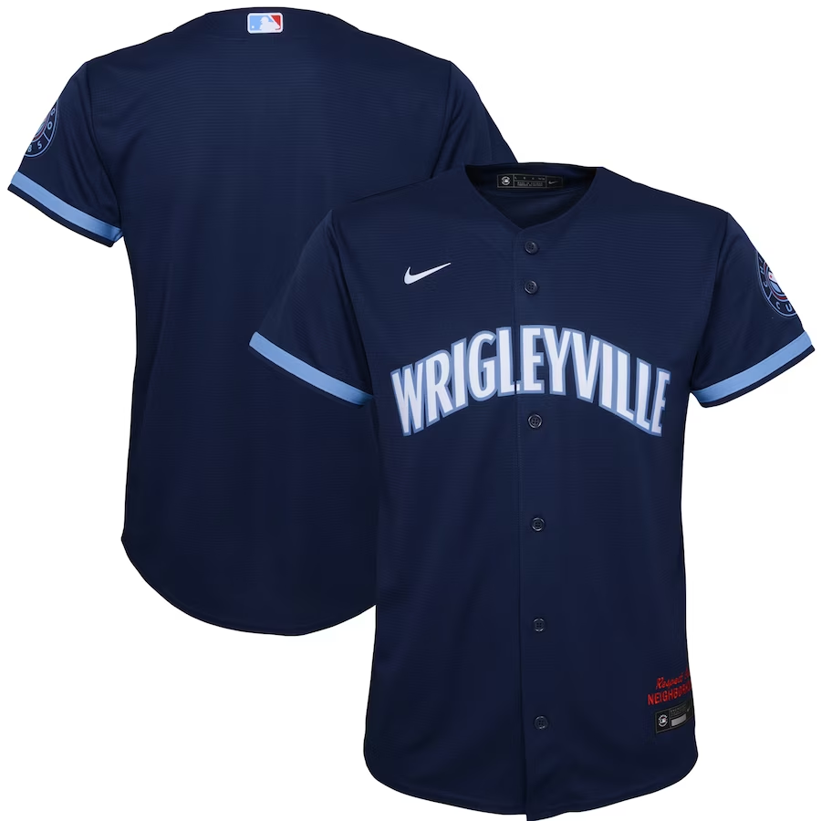 Chicago Cubs Youth #Blank Nike City Connect Replica Jersey- Navy