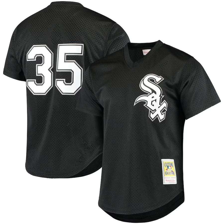 Chicago White Sox #35 Frank Thomas Mitchell & Ness Cooperstown Mesh Batting Practice Jersey- Black