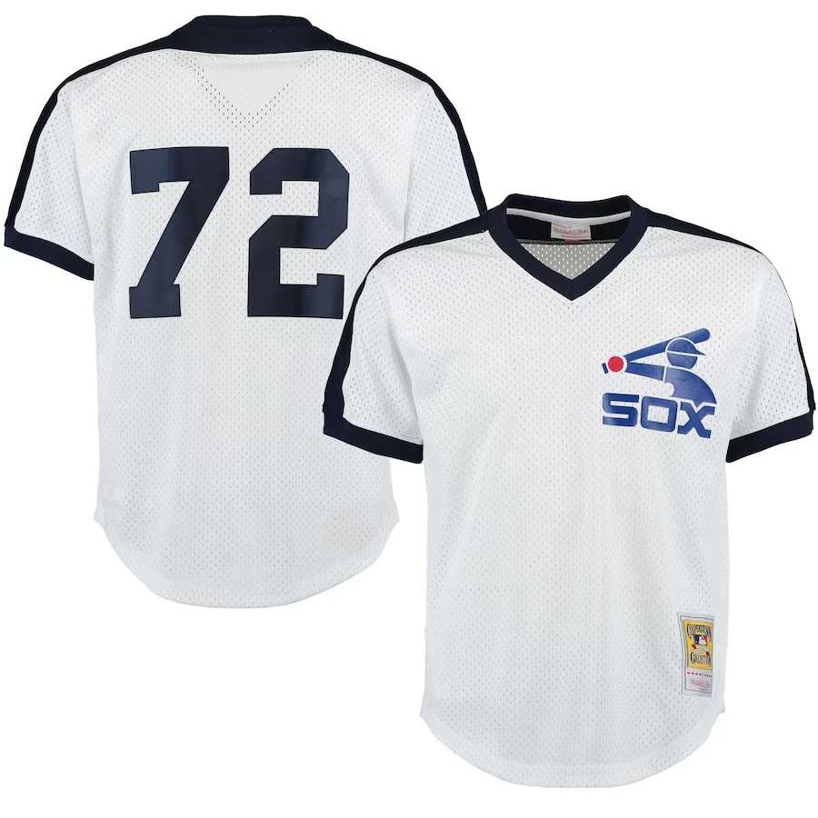 Chicago White Sox #72 Carlton Fisk Mitchell & Ness Cooperstown Mesh Batting Practice Jersey- White