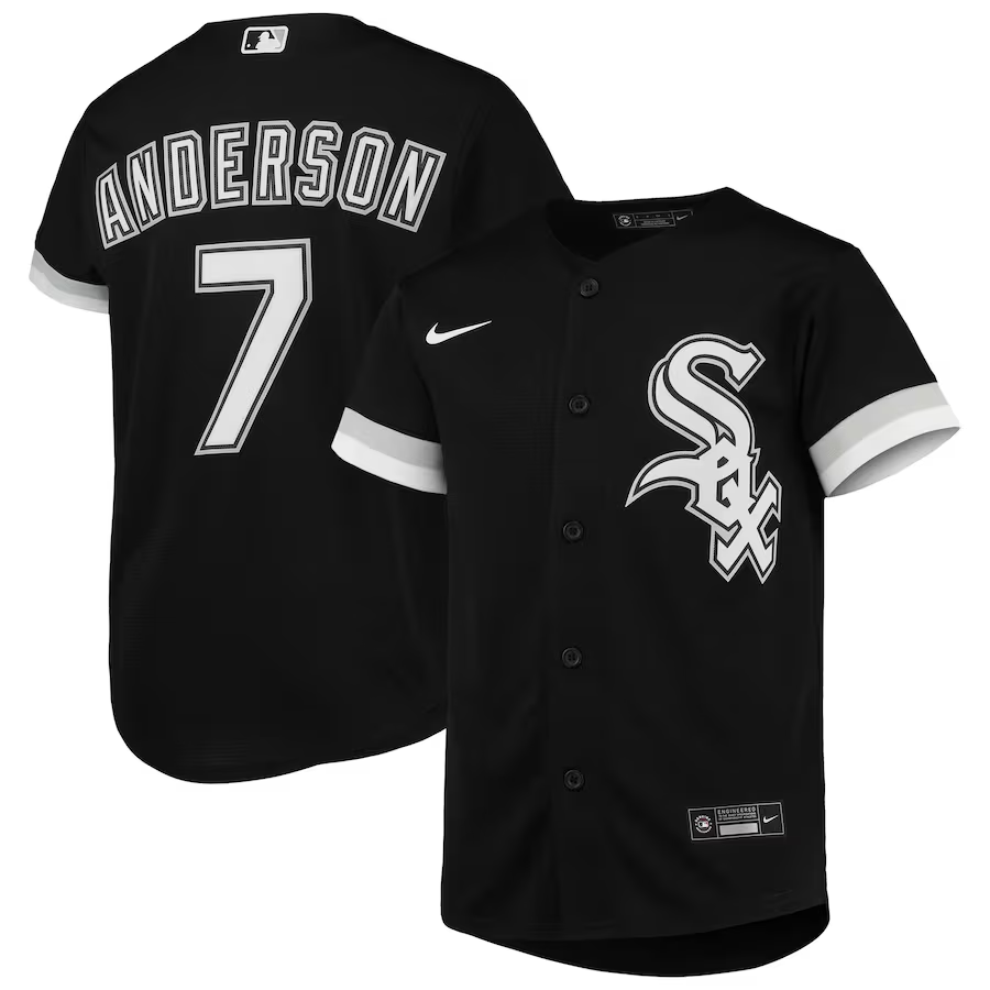Chicago White Sox Youth #7 Tim Anderson Nike Alternate Replica Player Jersey- Black
