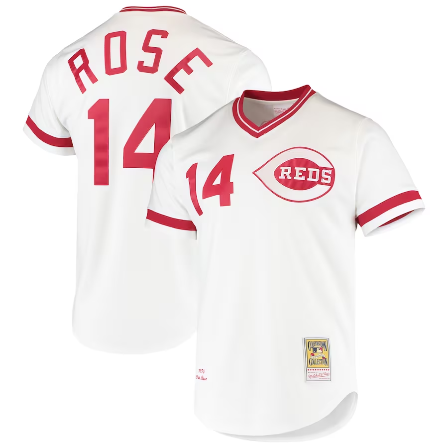Cincinnati Reds #14 Pete Rose Mitchell & Ness Cooperstown Collection Authentic Jersey- White