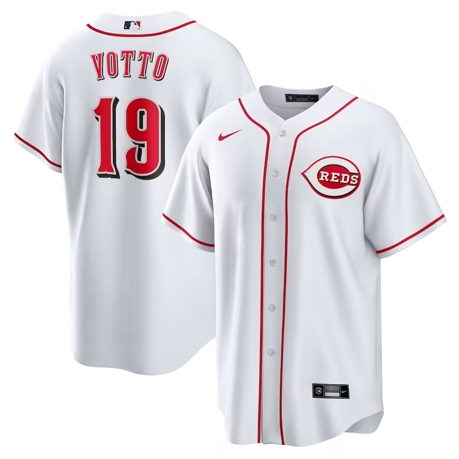 Cincinnati Reds #19 Joey Votto Nike Home Replica Player Name Jersey- White