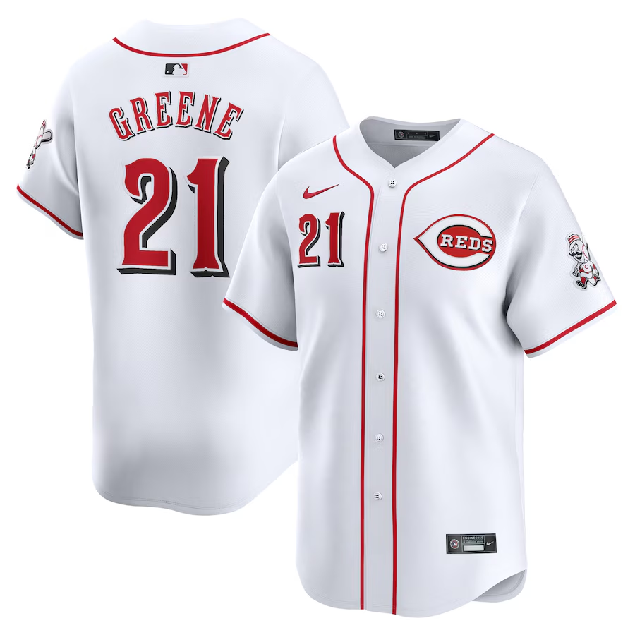 Cincinnati Reds #21 Hunter Greene Nike Home Limited Player Jersey- White