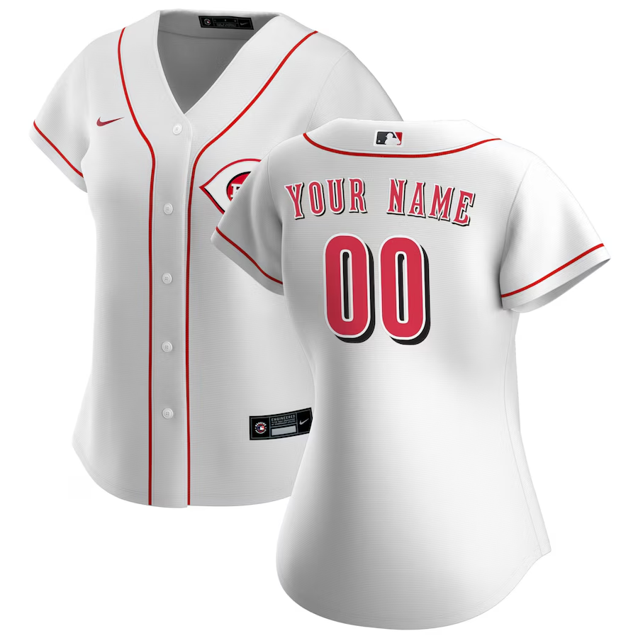 Cincinnati Reds Customized Womens Nike Home Replica Custom Jersey- White