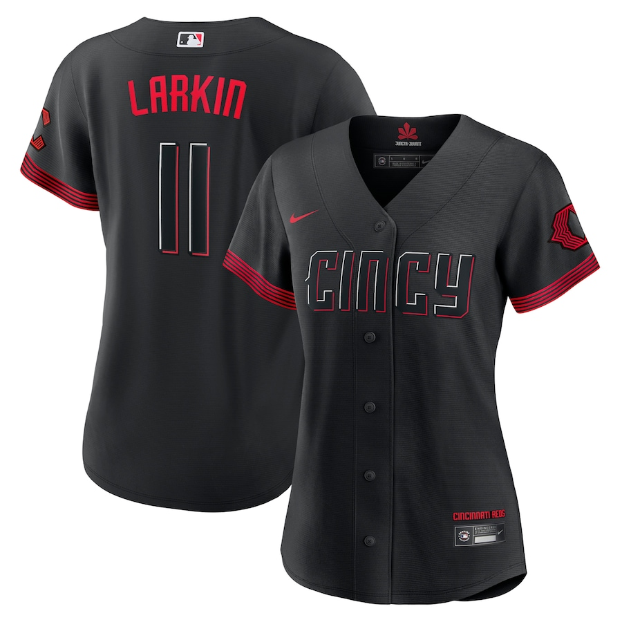 Cincinnati Reds Womens #11 Barry Larkin Nike City Connect Replica Player Jersey- Black