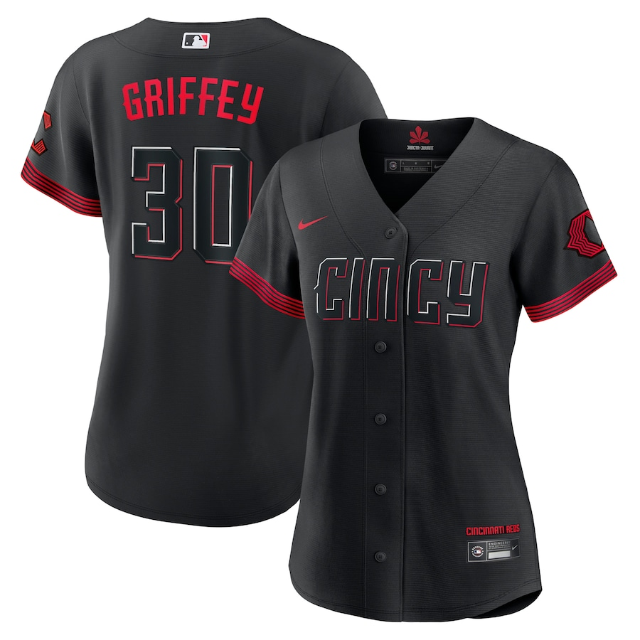 Cincinnati Reds Womens #30 Ken Griffey Jr. Nike City Connect Replica Player Jersey- Black