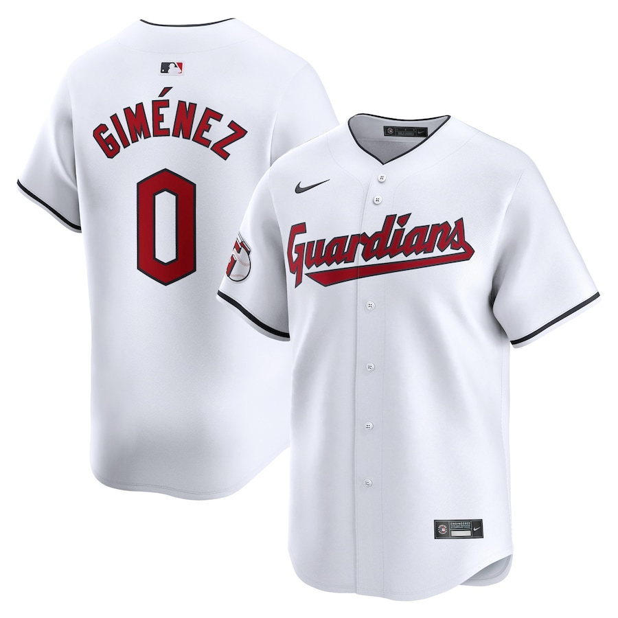 Cleveland Guardians #0 Andres Gimenez Nike Home Limited Player Jersey- White