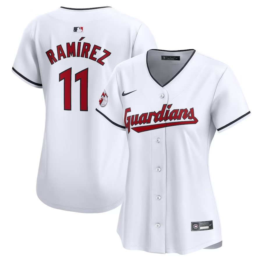 Cleveland Guardians Womens #11 Jose Ramirez Nike Home Limited Player Jersey- White