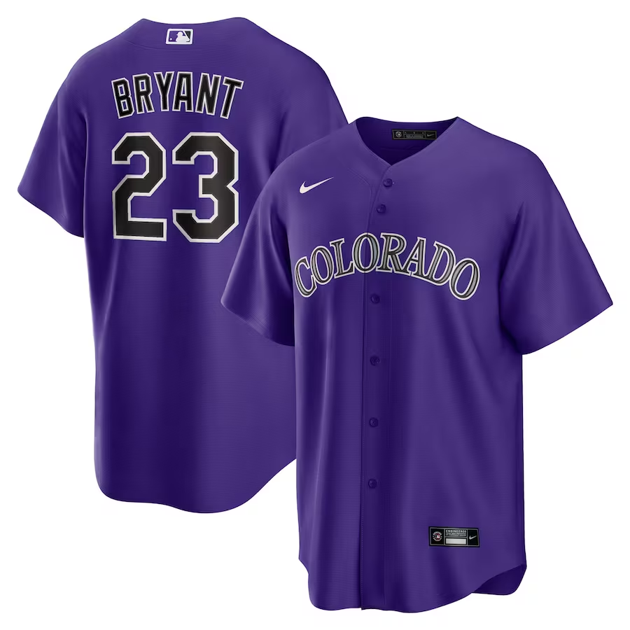 Colorado Rockies #23 Kris Bryant Nike Alternate Replica Player Jersey- Purple