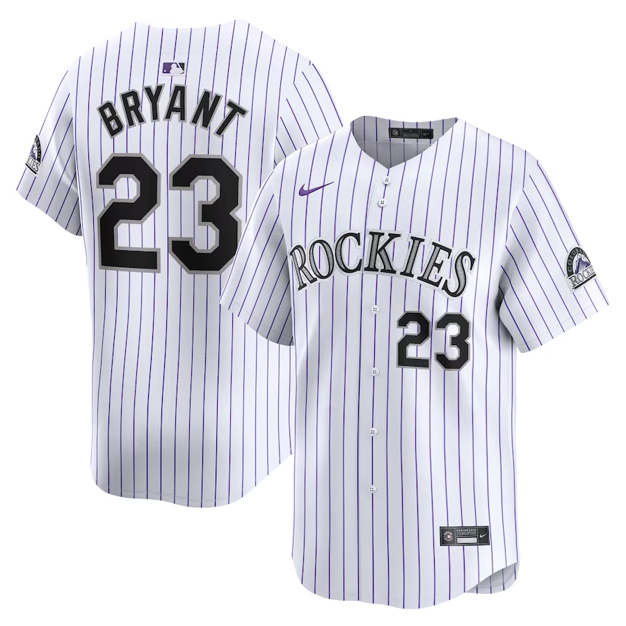 Colorado Rockies #23 Kris Bryant Nike Home Limited Player Jersey- White