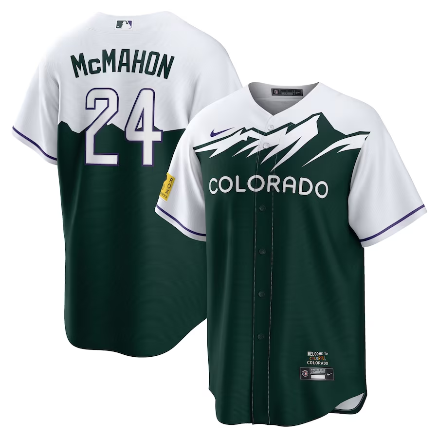 Colorado Rockies #24 Ryan McMahon Nike City Connect Replica Player Jersey- WhiteForest Green