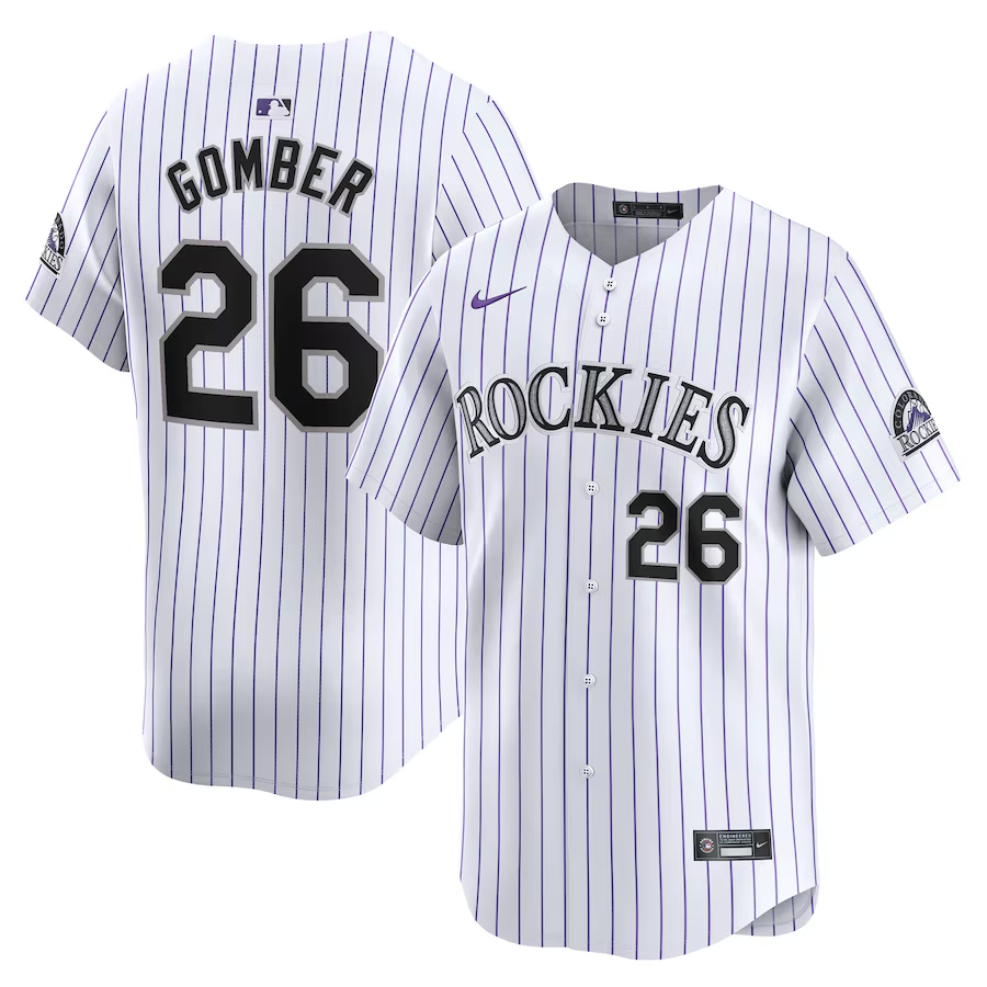 Colorado Rockies #26 Austin Gomber Nike Home Limited Player Jersey- White