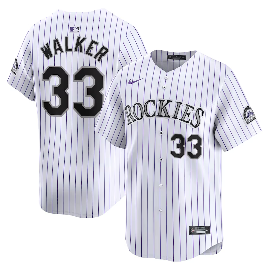 Colorado Rockies #33 Larry Walker Nike Home Limited Player Jersey- White