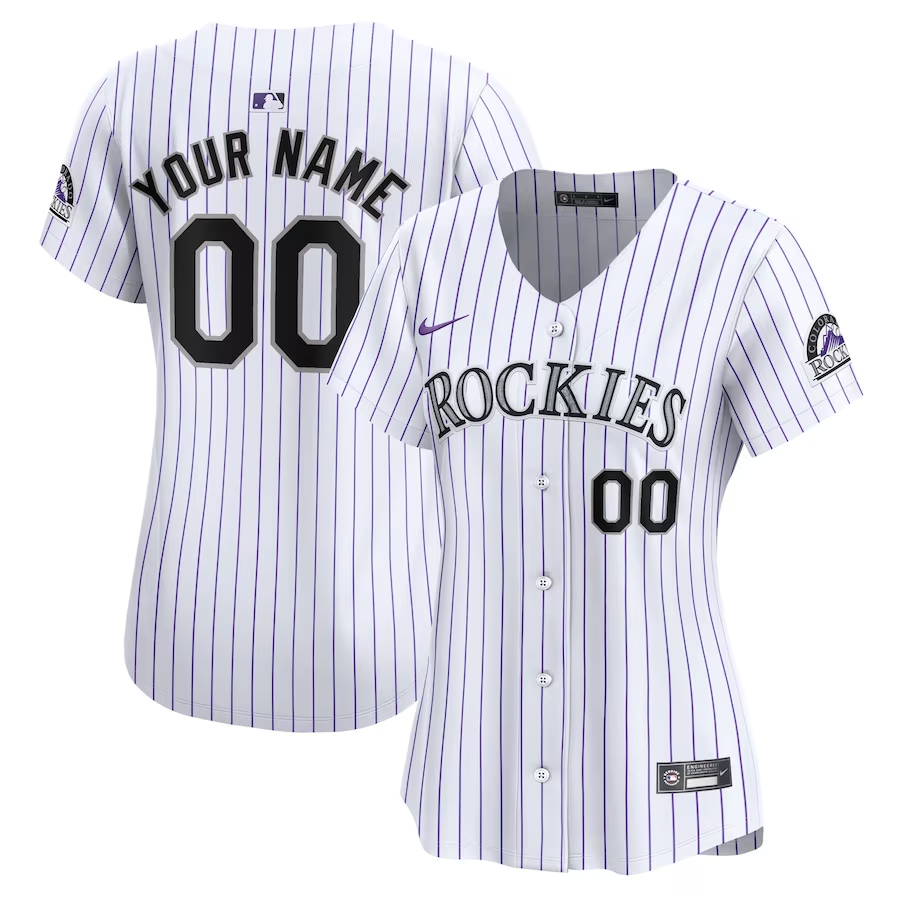 Colorado Rockies Customized Womens Nike Home Limited Jersey- White