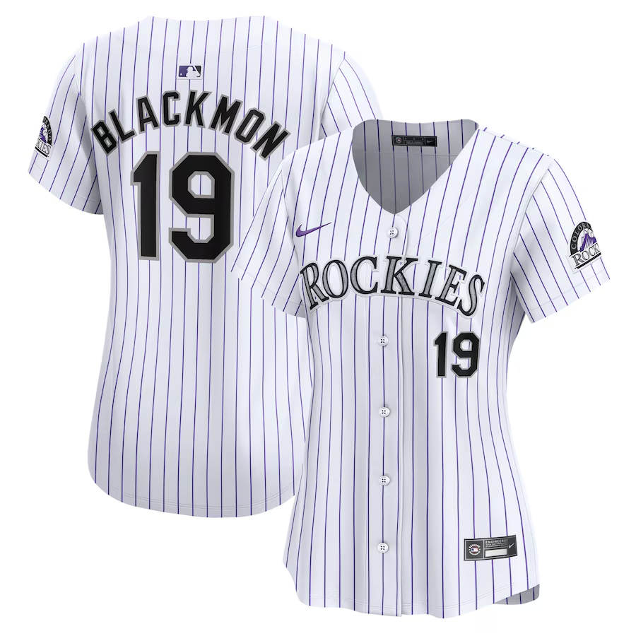 Colorado Rockies Womens #19 Charlie Blackmon Nike Home Limited Player Jersey- White