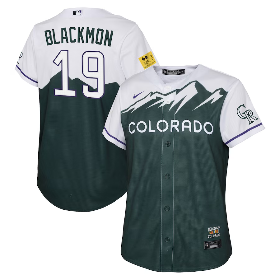 Colorado Rockies Youth #19 Charlie Blackmon Nike City Connect Replica Player Jersey- Green