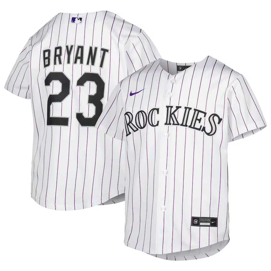 Colorado Rockies Youth #23 Kris Bryant Nike Alternate Replica Player Jersey- White