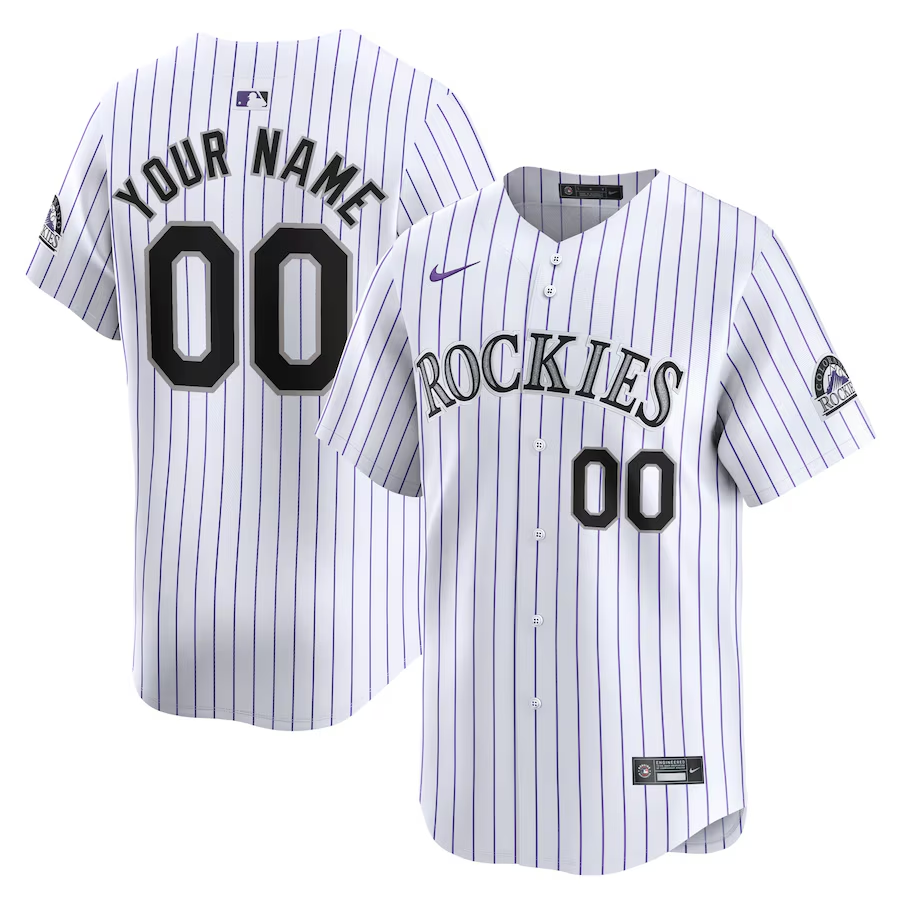 Colorado Rockies Youth Customized Nike Home Limited Jersey- White