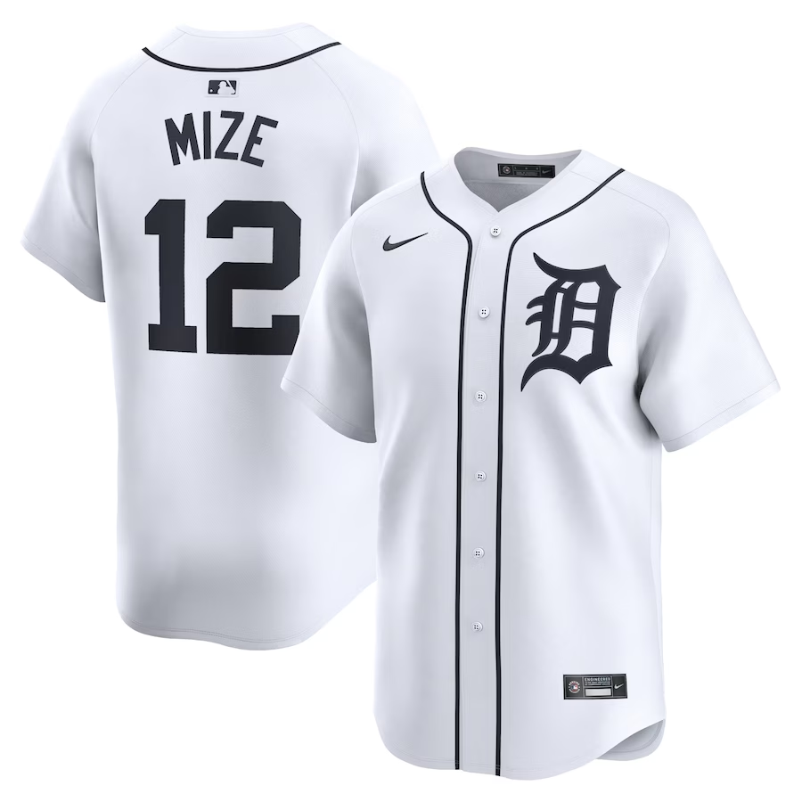 Detroit Tigers #12 Casey Mize Nike Home Limited Player Jersey- White