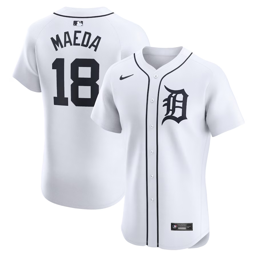 Detroit Tigers #18 Kenta Maeda Nike Home Elite Player Jersey- White