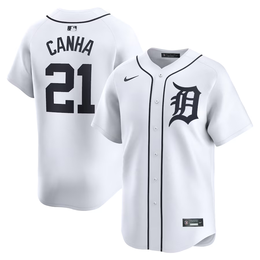 Detroit Tigers #21 Mark Canha Nike Home Limited Player Jersey- White