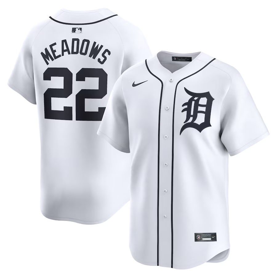 Detroit Tigers #22 Parker Meadows Nike Home Limited Player Jersey- White