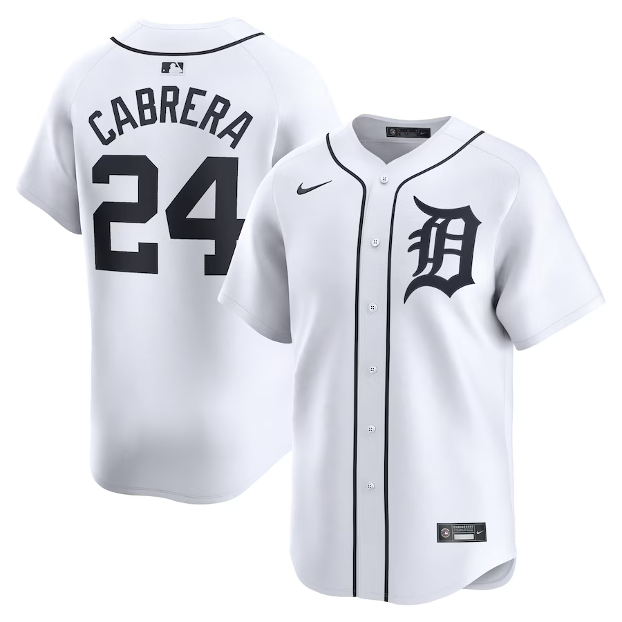Detroit Tigers #24 Miguel Cabrera Nike Home Limited Player Jersey- White