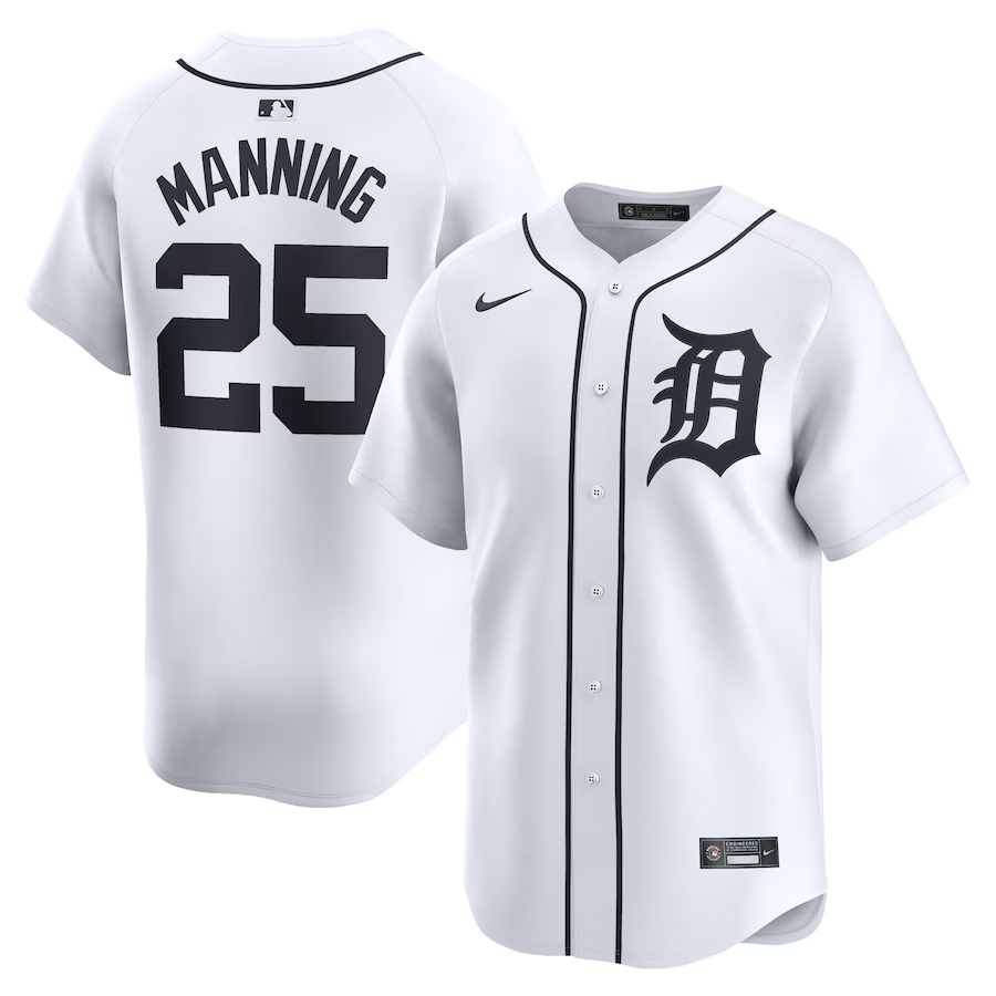 Detroit Tigers #25 Matt Manning Nike Home Limited Player Jersey- White