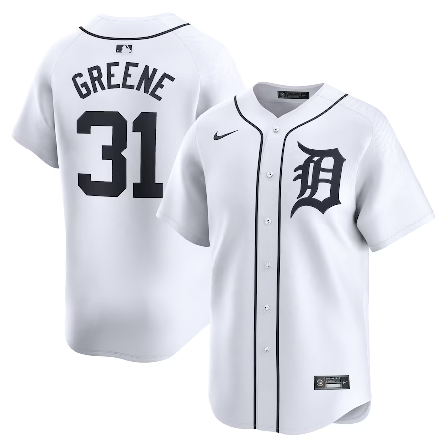 Detroit Tigers #31 Riley Greene Nike Home Limited Player Jersey- White