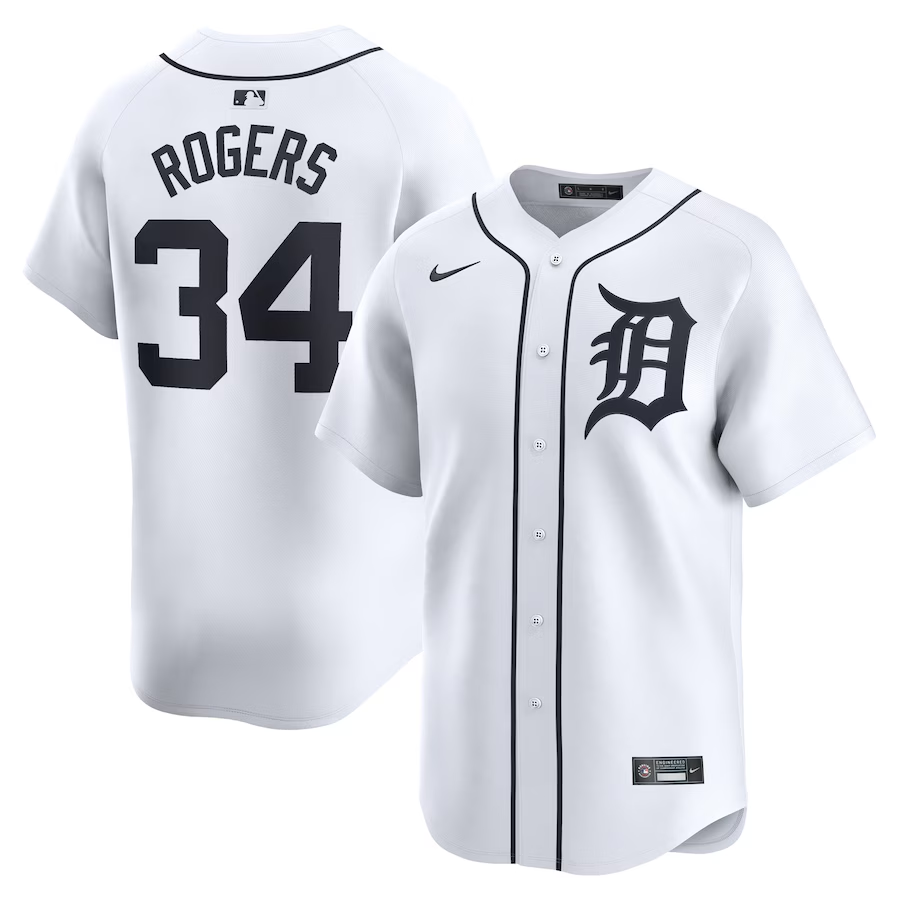 Detroit Tigers #34 Jake Rogers Nike Home Limited Player Jersey- White