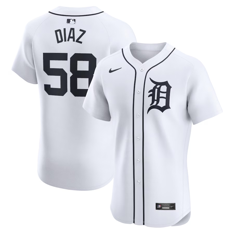 Detroit Tigers #58 Miguel Diaz Nike Home Elite Player Jersey- White