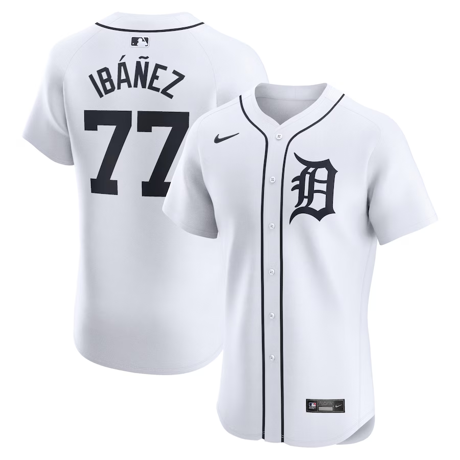 Detroit Tigers #77 Andy Ibanez Nike Home Elite Player Jersey- White