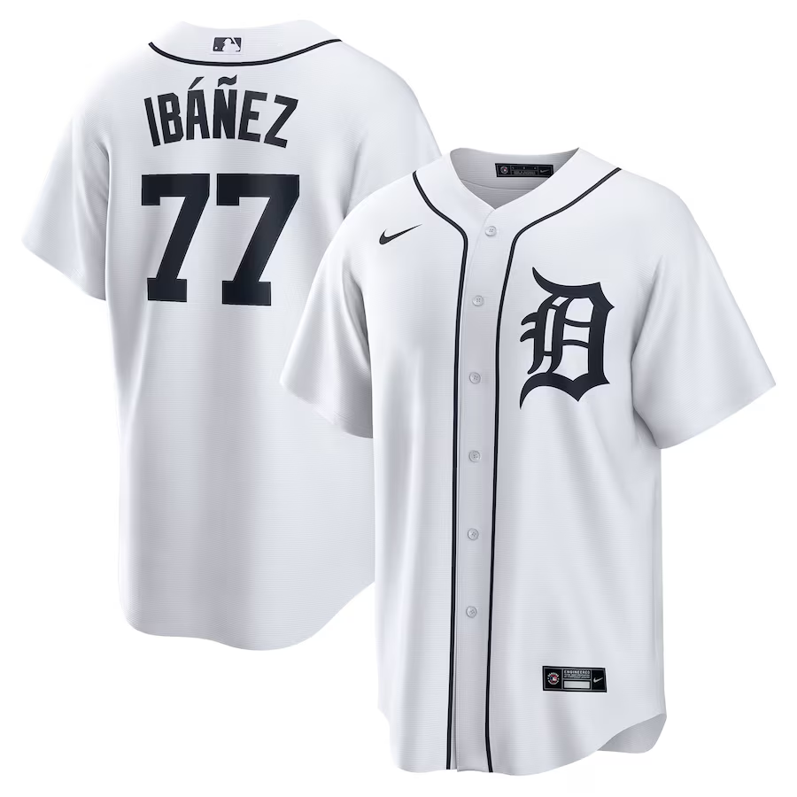 Detroit Tigers #77 Andy Ibanez Nike Home Replica Player Jersey- White