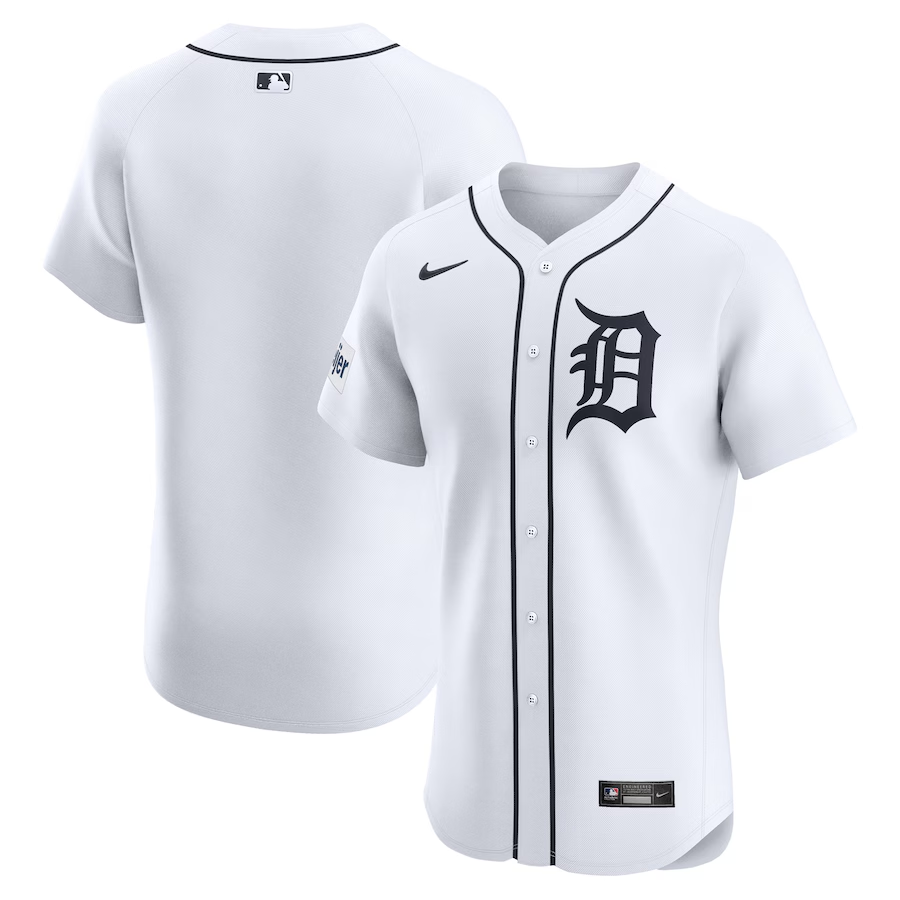 Detroit Tigers #Blank Nike Home Elite Patch Jersey- White