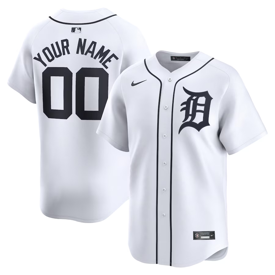 Detroit Tigers Customized Nike Home Limited Jersey- White