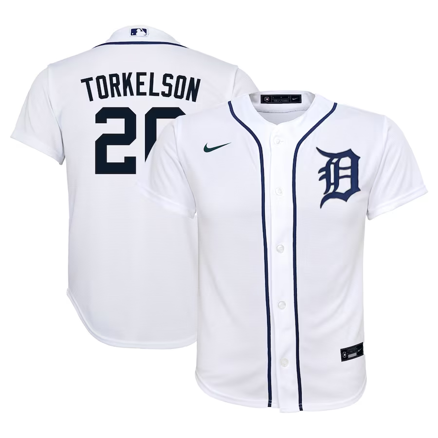 Detroit Tigers Youth #20 Spencer Torkelson Nike Home Replica Player Jersey- White