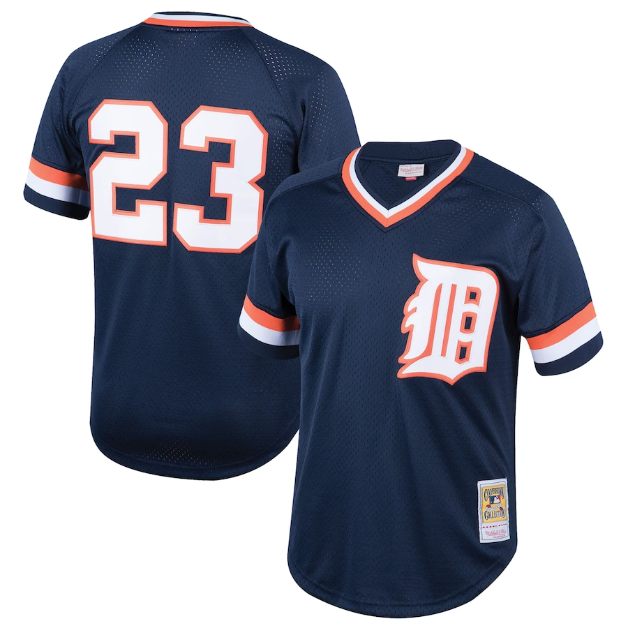 Detroit Tigers Youth #23 Kirk Gibson Mitchell & Ness Cooperstown Collection Mesh Batting Practice Jersey- Navy
