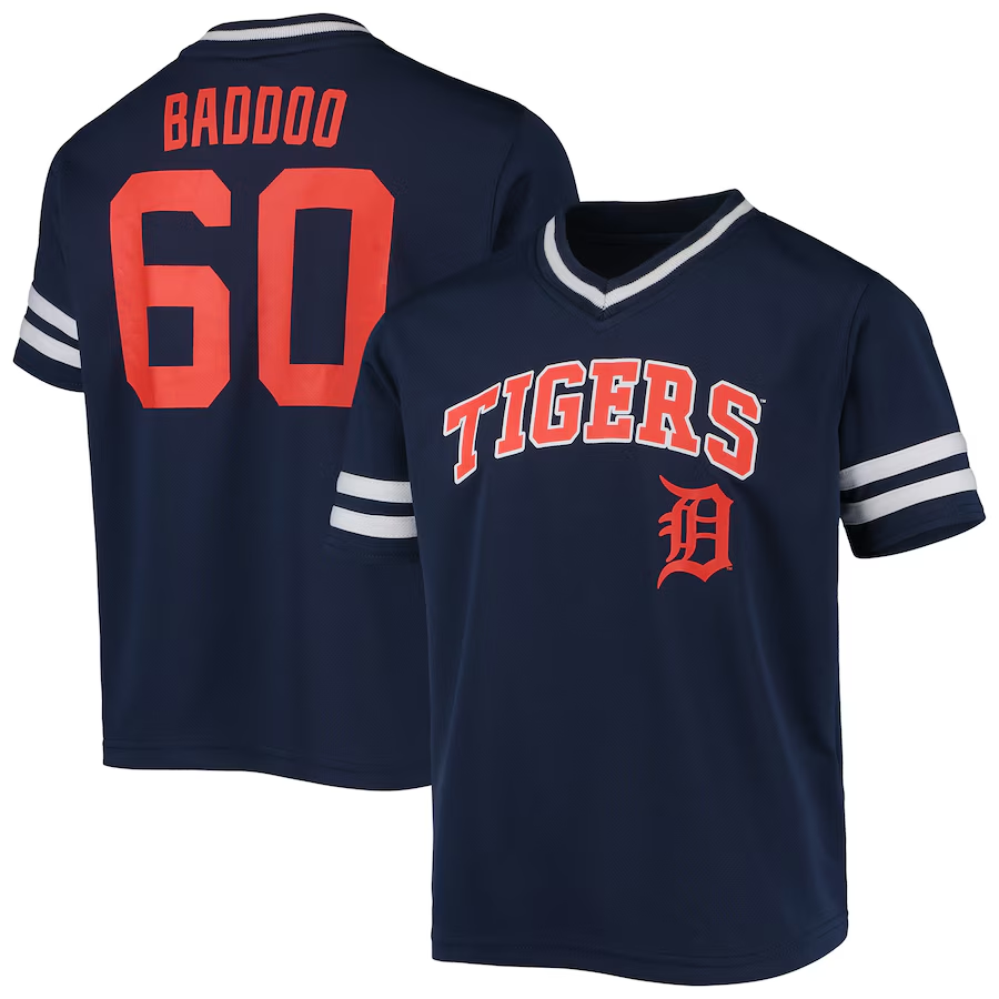 Detroit Tigers Youth #60 Akil Baddoo Navy Player Logo Jersey
