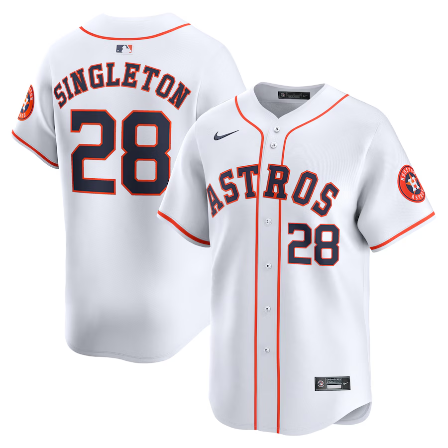 Houston Astros #28 Jon Singleton Nike Home Limited Player Jersey- White