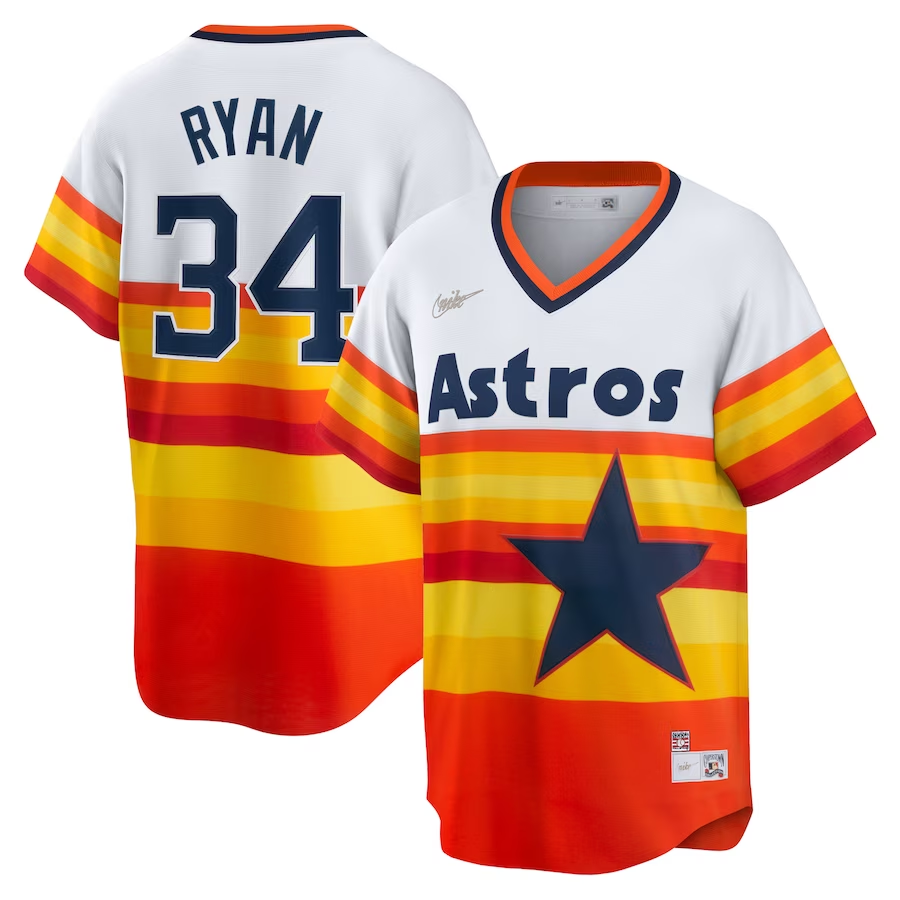 Houston Astros #34 Nolan Ryan Nike Home Cooperstown Collection Player Jersey- White