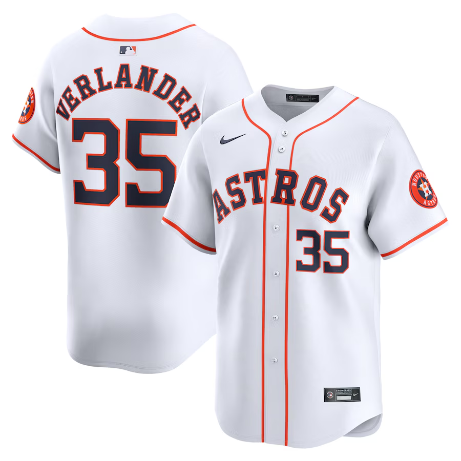 Houston Astros #35 Justin Verlander Nike Home Limited Player Jersey- White