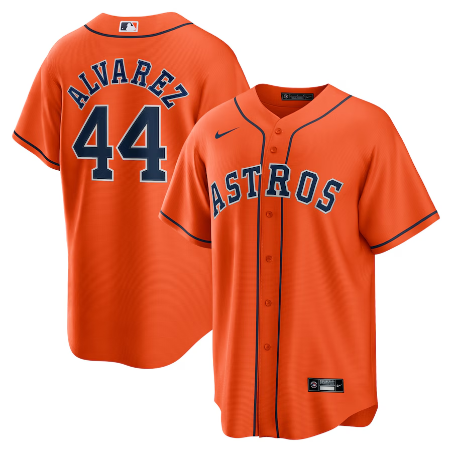 Houston Astros #44 Yordan Alvarez Nike Alternate Replica Player Jersey- Orange