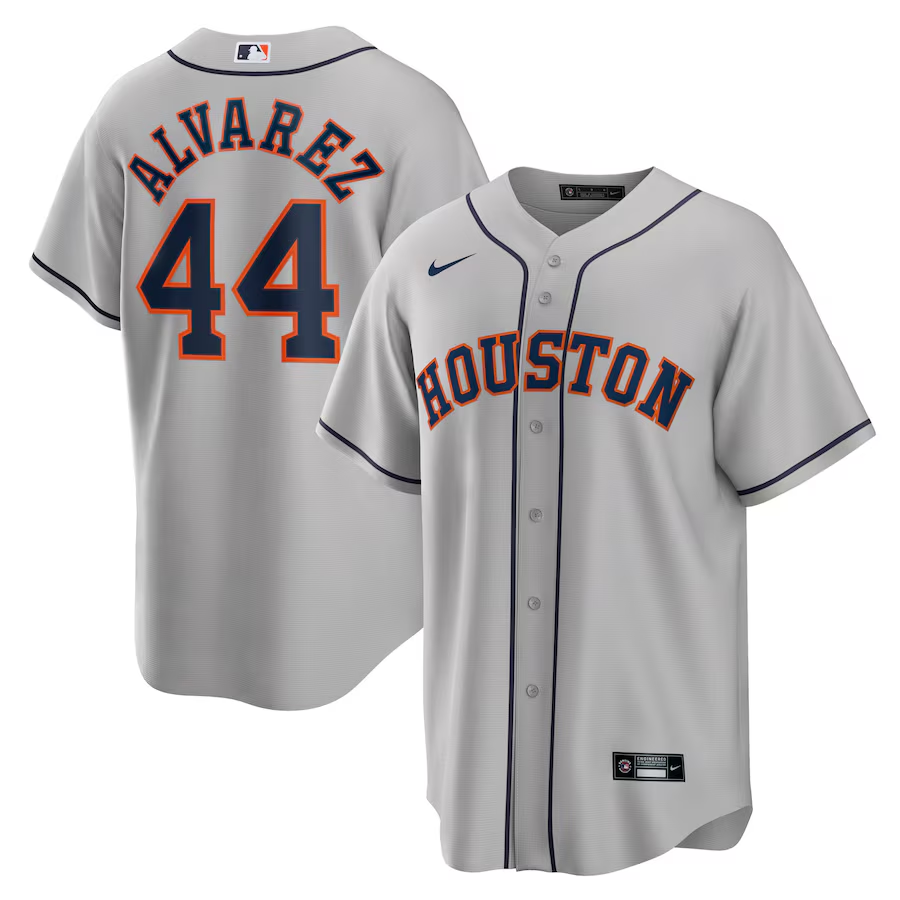 Houston Astros #44 Yordan Alvarez Nike Road Replica Player Jersey- Gray