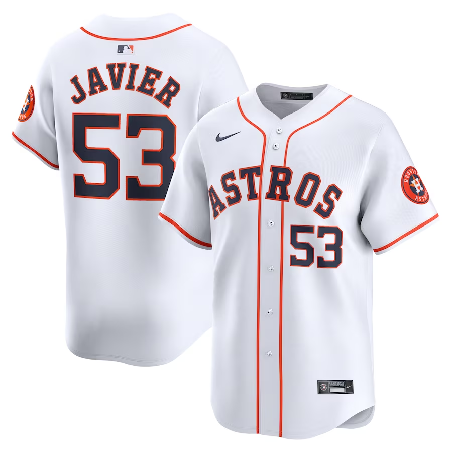 Houston Astros #53 Cristian Javier Nike Home Limited Player Jersey- White