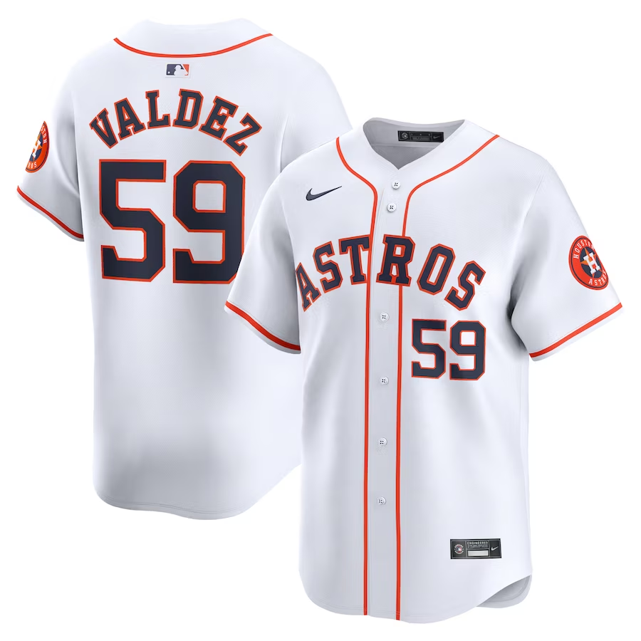Houston Astros #59 Framber Valdez Nike Home Limited Player Jersey- White