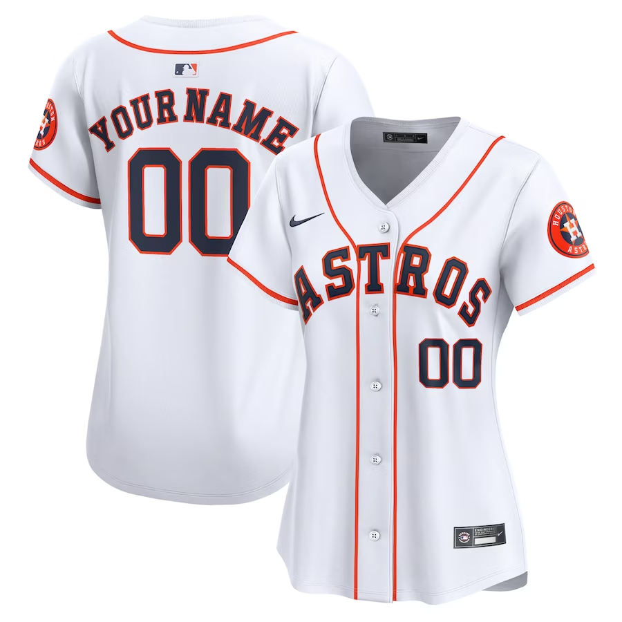 Houston Astros Customized Womens Nike Home Limited Jersey- White