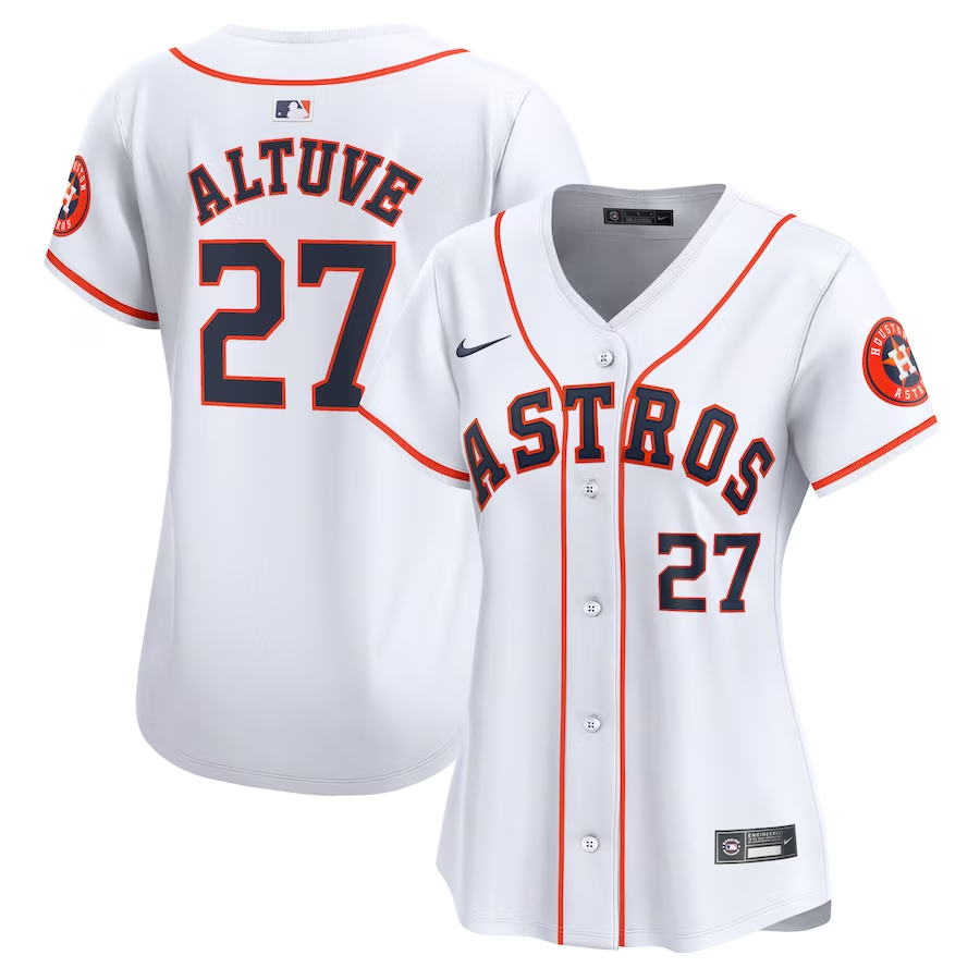 Houston Astros Womens #27 Jose Altuve Nike Home Limited Player Jersey- White