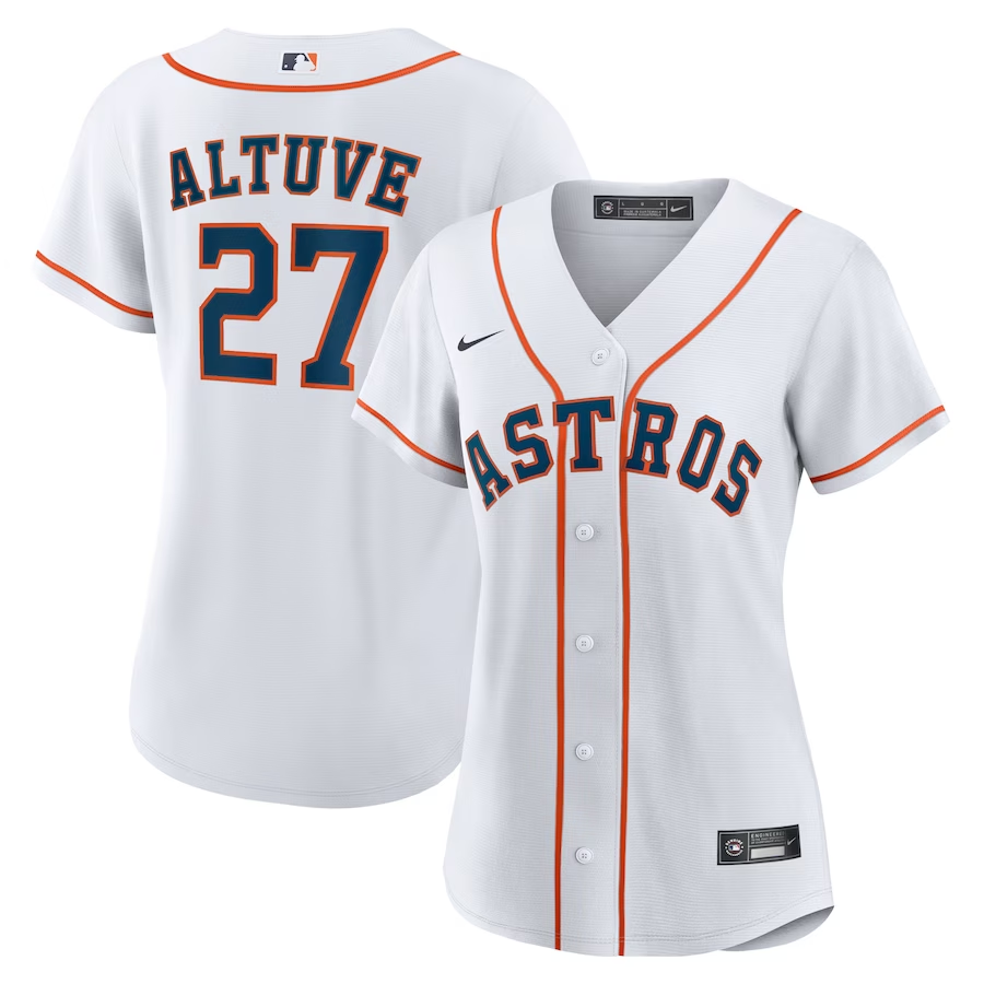 Houston Astros Womens #27 Jose Altuve Nike Home Replica Player Jersey- White