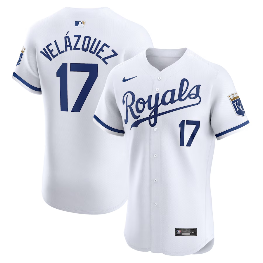 Kansas City Royals #17 Nelson Velazquez Nike Home Elite Player Jersey- White