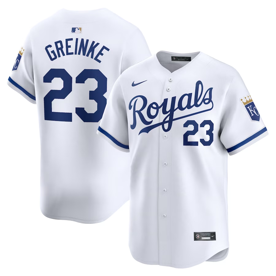 Kansas City Royals #23 Zack Greinke Nike Home Limited Player Jersey- White